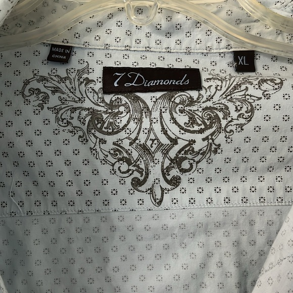 Vintage 7 Diamonds blue and brown button down - Picture 5 of 8